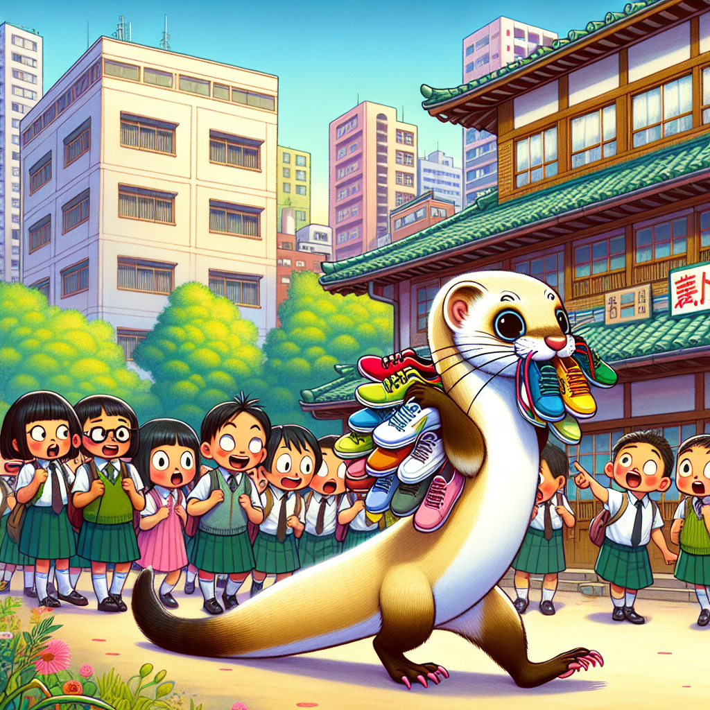 BREAKING: WEASEL ON THE LOOSE: Furry Fiend Wreaks Havoc on Japanese School, Stealing Shoes by the Dozen

Tokyo, Japan – In a bizarre and hilarious turn of events, a sneaky weasel has been caught on camera swiping shoes from students at a local elementary school, leaving a trail of confusion and laughter in its wake