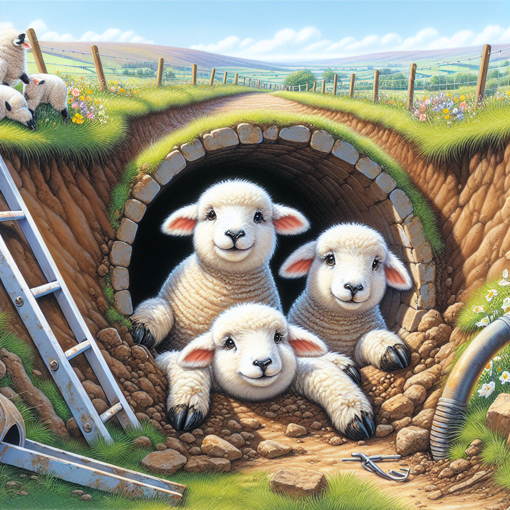 BREAKING: LAMB-DRAMA UNFOLDS IN WALES AS THREE FEARLESS FLUFFBALLS GET STUCK IN TUNNEL

In a daring rescue mission that has left the nation in stitches, three adventurous lambs were plucked from the jaws of tunnel-tastrophe yesterday evening in rural Wales