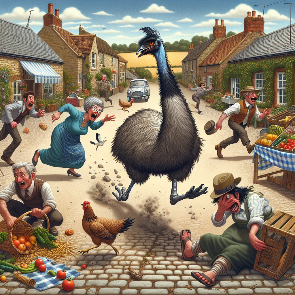 BREAKING: EMU-GEDDON DECLARED IN RURAL ENGLAND

In a bizarre series of events, the British police have issued an urgent plea to the public: please, for the love of all things feathered and flightless, STOP CHASING THE LOOSE EMU!

According to eyewitnesses, a rogue emu named “Eddie” (or so we’ve been told) has been wreaking havoc on the countryside, leaving a trail of bemused villagers, overturned market stalls, and one very battered garden gnome in its wake