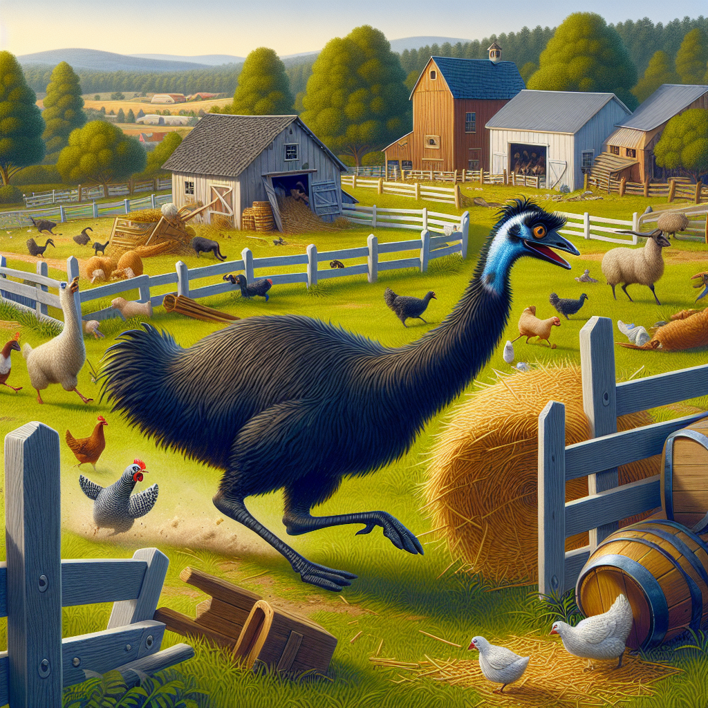 BREAKING: EMU ON THE LOOSE!

In a bizarre incident that has left residents of rural North Carolina scratching their heads, a feisty emu has escaped from a local farm and is currently roaming free, leaving a trail of chaos and confusion in its wake