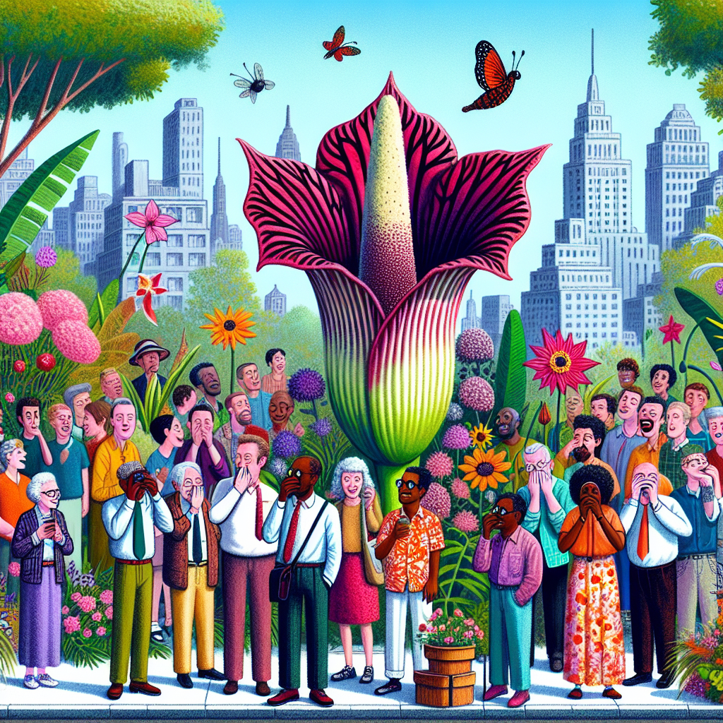 BREAKING: CORPSE FLOWER FRENZY HITS BROOKLYN AS MASSES FLOCK TO CATCH A WHIFF OF THE NOTORIOUS BLOOM

In a spectacle that has left New Yorkers gagging and giggling in equal measure, the Brooklyn Botanic Garden’s rare corpse flower has finally bloomed, drawing in crowds of enthusiastic onlookers who braved hours-long lines and a noxious cloud of stench