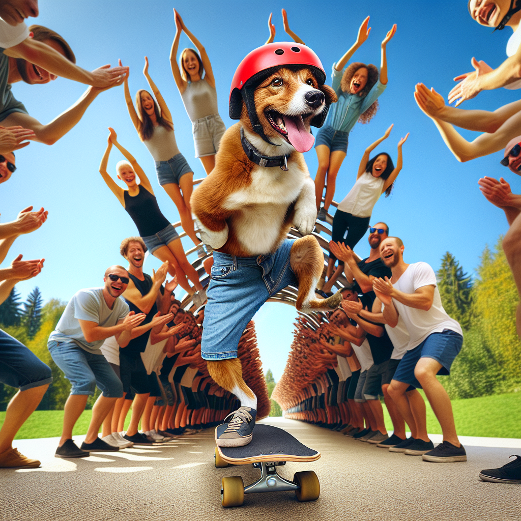 BREAKING: Canine Daredevil Smashes Human Tunnel World Record with Jaw-Dropping Skateboarding Feat!

In a spectacle that left onlookers paws-itively awestruck, a death-defying dog named Max zoomed through a human tunnel made up of a staggering 427 people standing with their legs apart, shattering the previous Guinness World Record for the longest human tunnel ever skateboarded through!

Eyewitnesses described the scene as “absolute pandemonium” as Max, a 3-year-old skateboarding sensation, fearlessly rode his board through the sea of outstretched legs, performing a series of mind-boggling tricks and stunts along the way