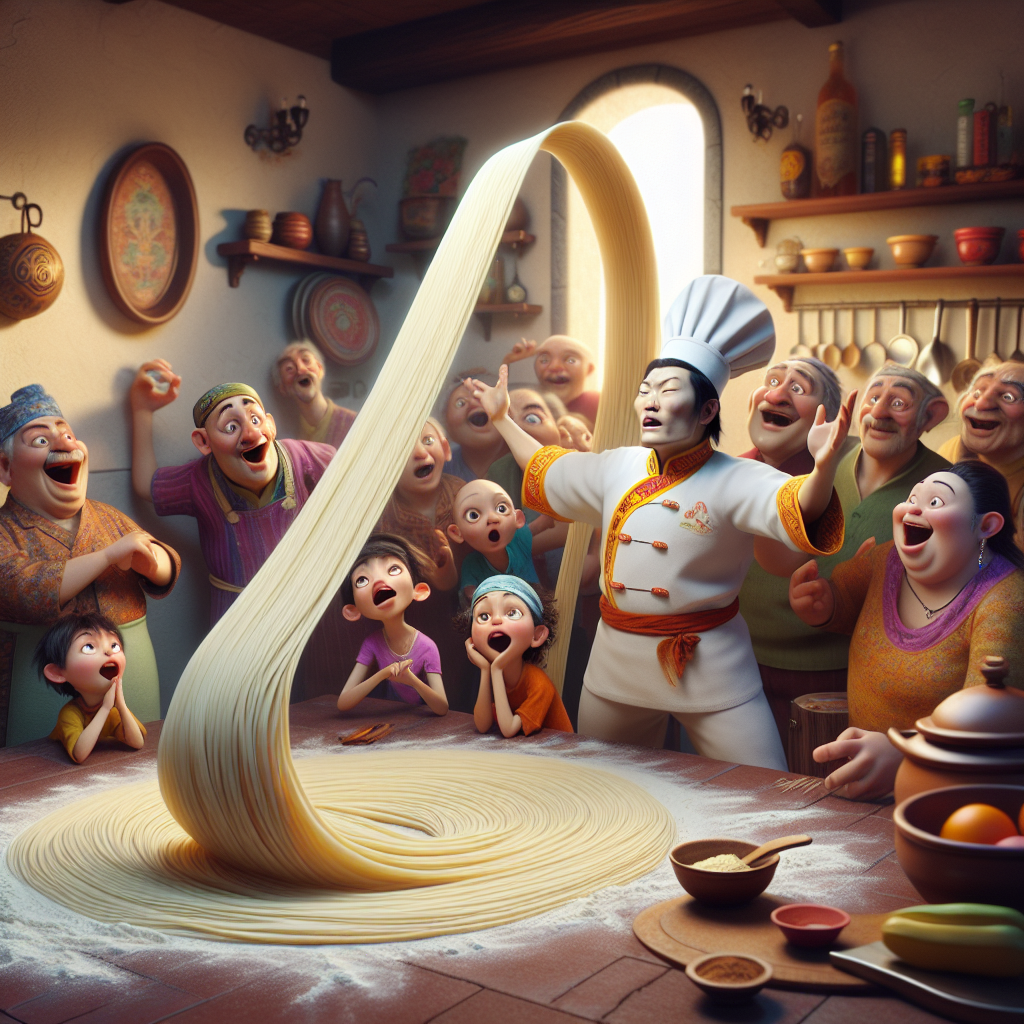 BREAKING: Tiny Titan of the Kitchen Stuns Italian Audience with Noodle of Unbelievable Thinness!

In a jaw-dropping display of culinary wizardry, Chinese chef, Wong “The Noodle Whisperer” Li, has left Italian TV viewers agog with his death-defying, eye-popping, and downright absurd noodle-making skills