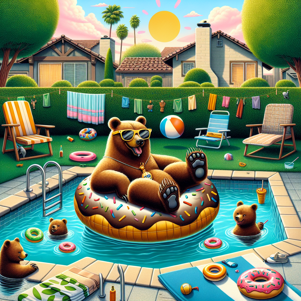 BREAKING: FUR-GET ABOUT IT! Mama Bear’s Poolside Shenanigans Shock California Neighborhood!

In a bizarre incident that has left residents of a quiet California cul-de-sac utterly bewildered, a brazen mama bear was spotted taking a leisurely dip in a local resident’s pool
