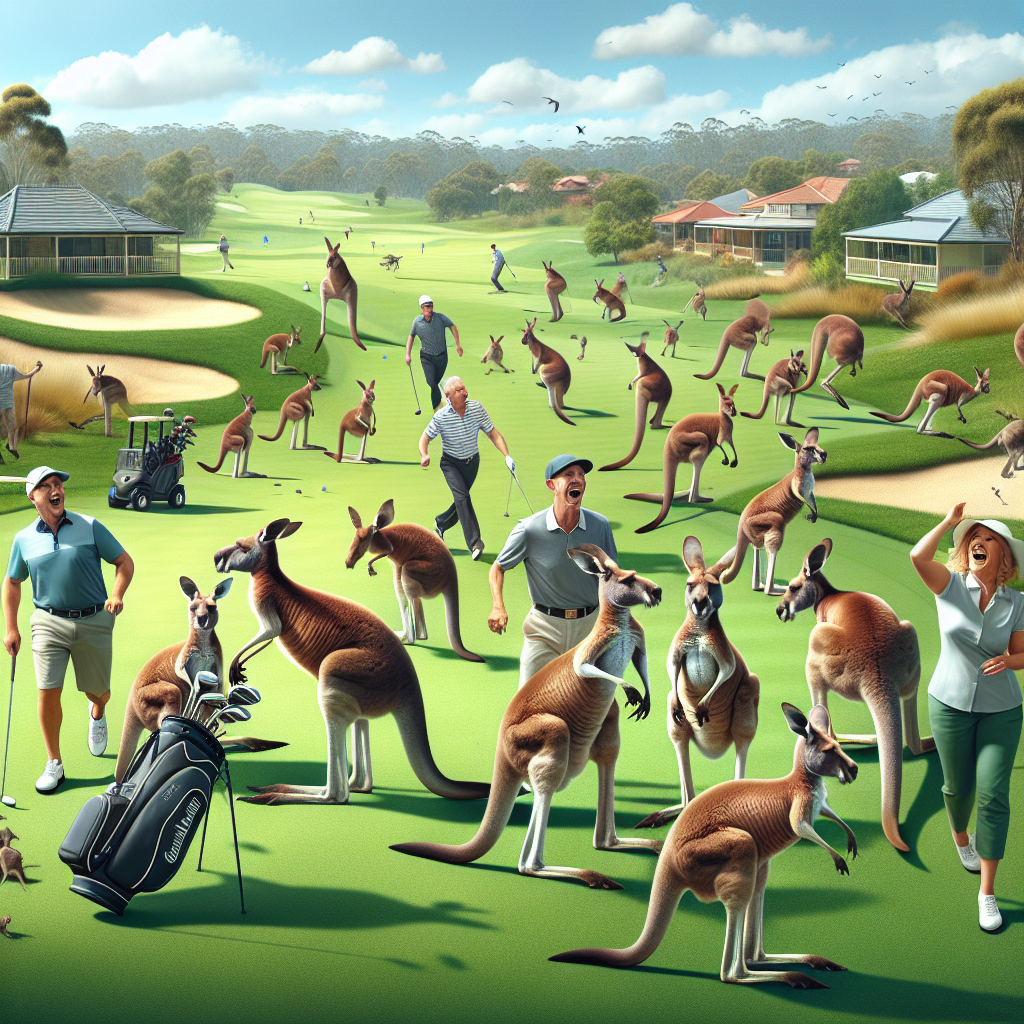 BREAKING: ROO-GEDDON STRIKES GOLF COURSE!

In a bizarre incident that has left golf enthusiasts aghast, a massive “stampede” of kangaroos brought play to a screeching halt at the prestigious Green Acres Golf Course in suburban Australia