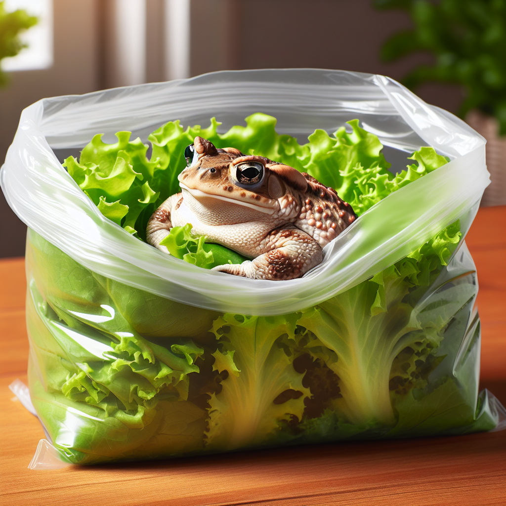 BREAKING: TOAD-GATE ROCKS NATION AS REPTILE FOUND CHILLING IN BAGGED SALAD

In a bizarre incident that has left residents of suburban Anytown, USA, green with shock and amusement, a stunned homeowner discovered a rather unexpected guest lurking in her bagged salad