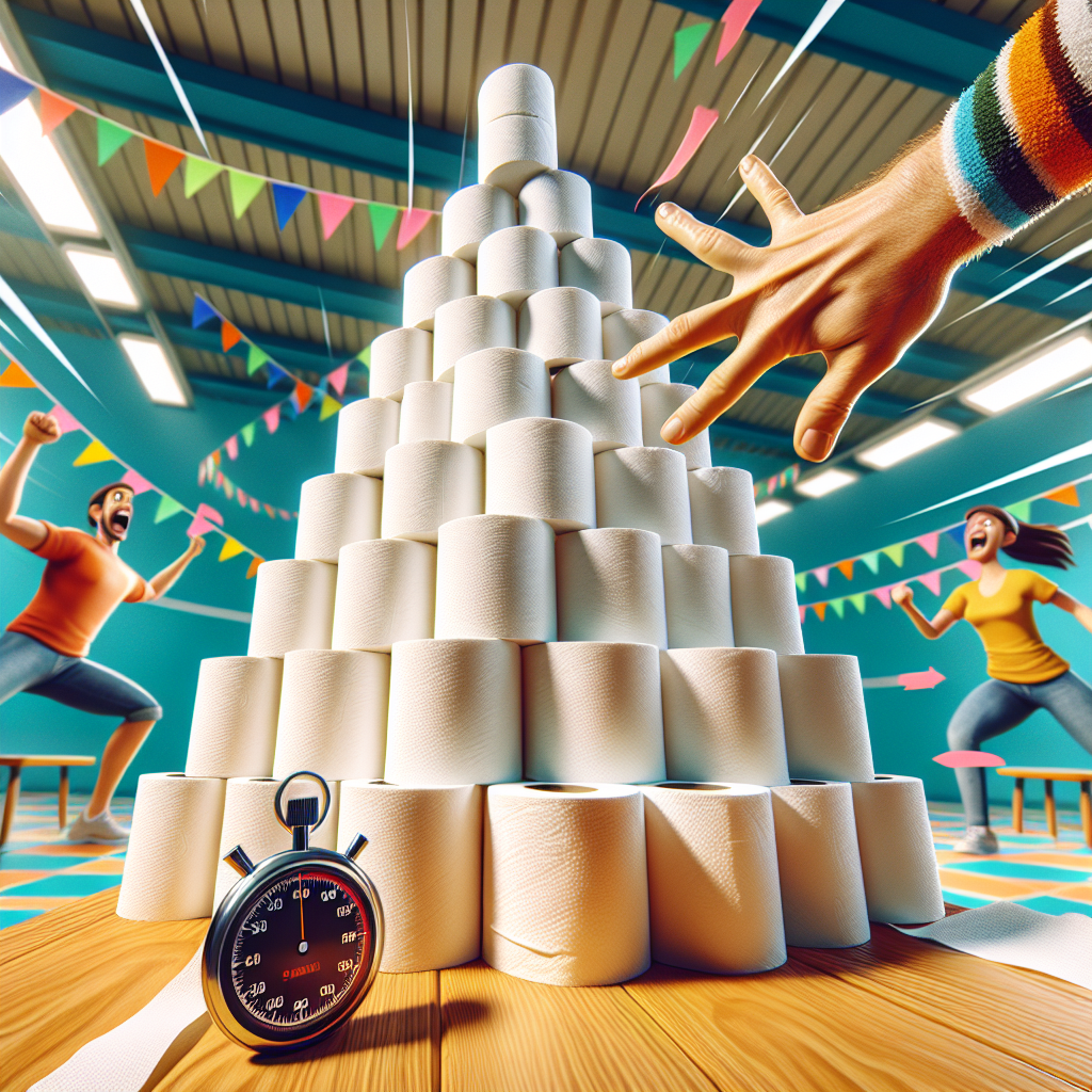 BREAKING: TOILET PAPER TITAN STRIKES AGAIN!

In a jaw-dropping display of speed and agility, serial Guinness World Record-breaker David Rush has crushed the competition and set a new record for the fastest time to stack 10 rolls of toilet paper with one hand – a mind-boggling 4