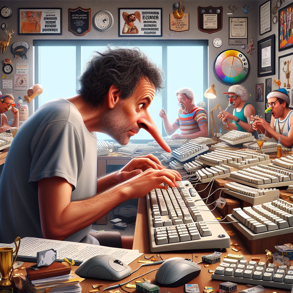 Local Man Outdoes Himself in Nose Typing Record – Shocking Development!

In an astounding turn of events that has left the world collectively rolling its eyes, local resident Reginald Snoutz has shattered his own world record for “Fastest Typist Using His Nose