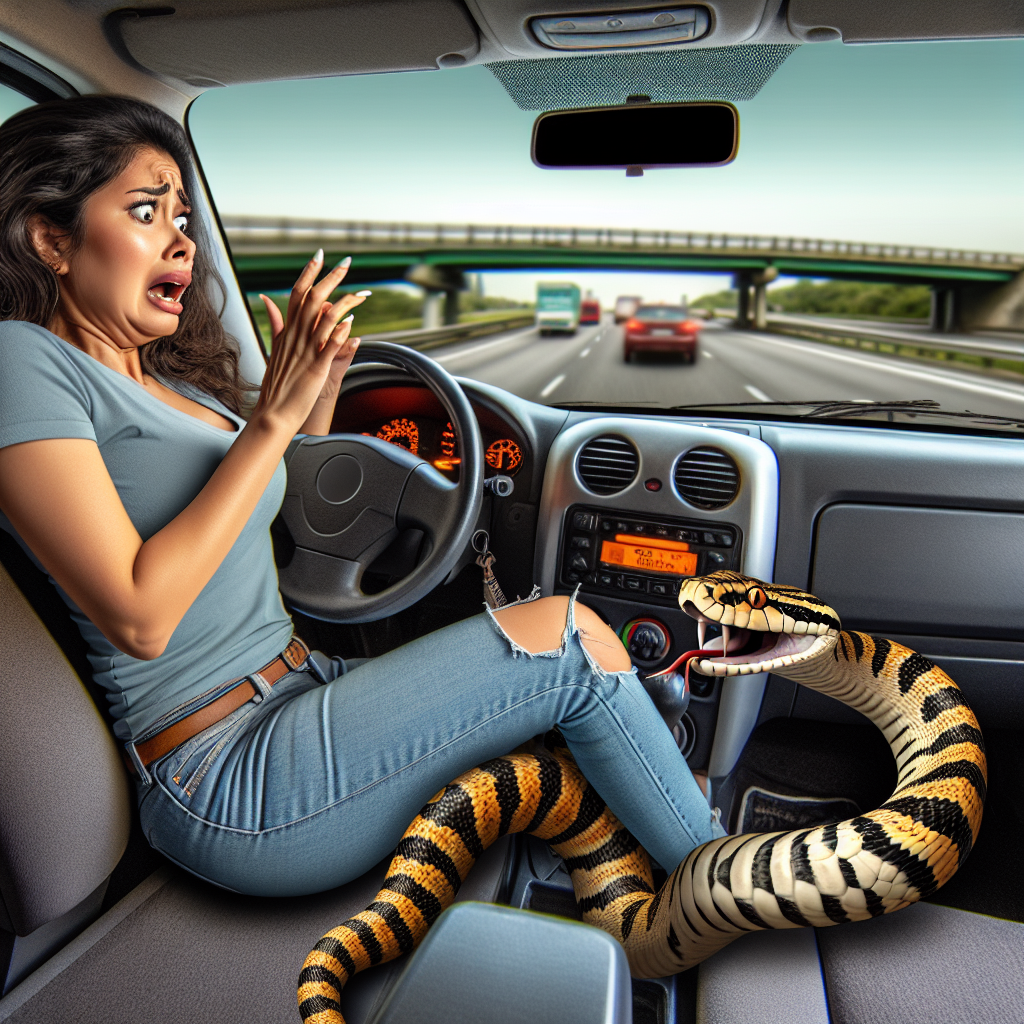 BREAKING: SNAKE SHOCKER!

In a bizarre incident that has left authorities and motorists alike hissing with laughter, a highway driver claimed she was attacked by a venomous tiger snake that slithered up her leg while she was driving on the freeway
