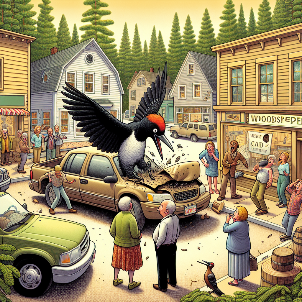 BREAKING: FOWL PLAY WREAKS HAVOC IN QUIET MASSACHUSETTS TOWN

Residents of the usually tranquil town of Oakdale, Massachusetts, are still reeling in shock after a marauding woodpecker brought chaos to the community, damaging a staggering 25 vehicles in a single day
