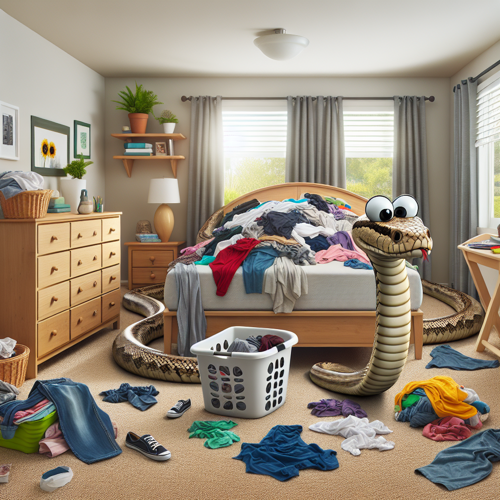 BREAKING: SNAKE-GATE ROCKS LOCAL RESIDENCE

In a bizarre incident that has left residents of a quiet suburban neighborhood shaken to the core, a venomous snake was discovered attempting to conceal itself among a family’s dirty laundry in their bedroom