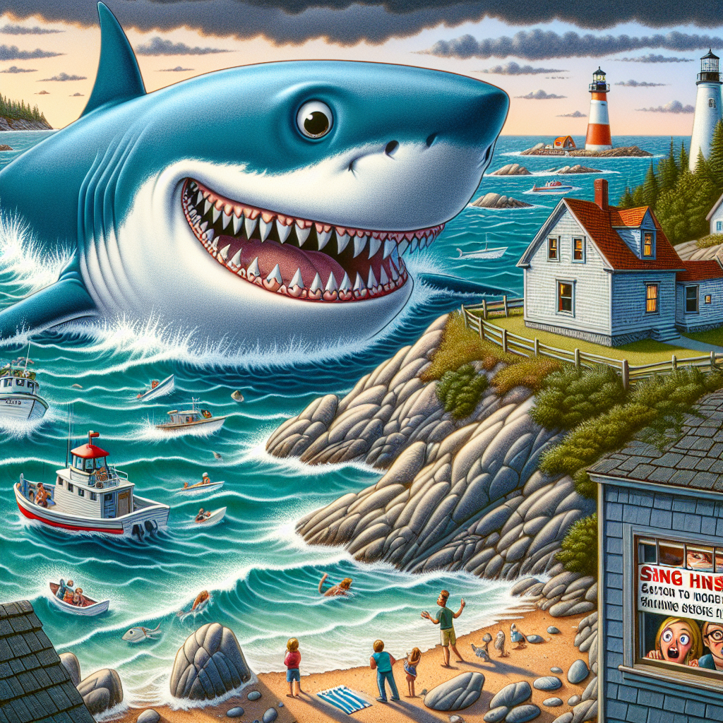 BREAKING: GIANT GREAT WHITE SHARK SPOTTED OFF THE COAST OF MAINE, RESIDENTS TOLD TO STAY INDOORS AND HIDE UNDER BEDS

In a shocking turn of events, a massive great white shark, estimated to be over 100 feet in length, was spotted swimming in the waters off the coast of Maine