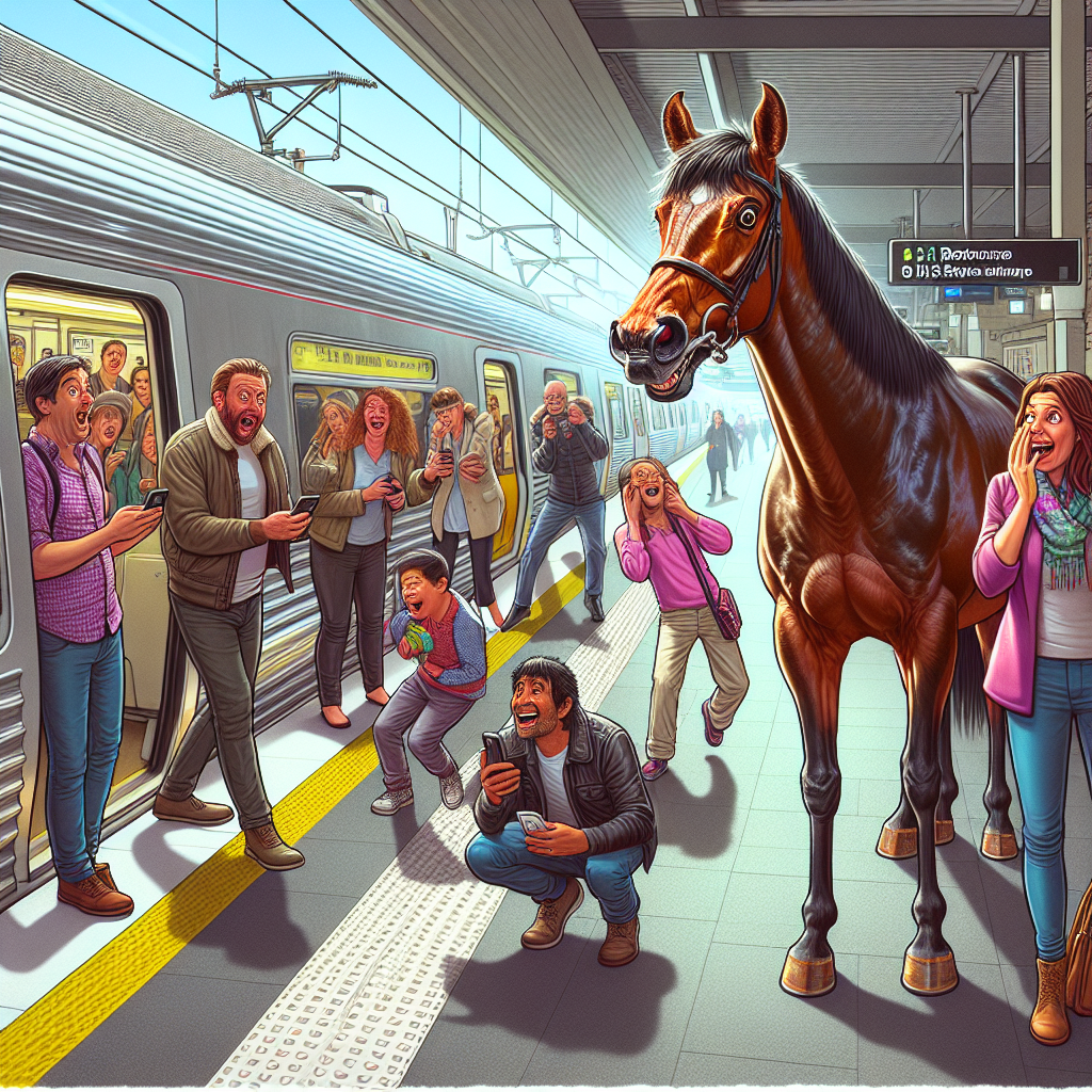 SYDNEY, AUSTRALIA – In a bizarre incident that has left commuters giggling and scratching their heads, a rogue racehorse somehow managed to evade capture and made its way to a busy train station in the heart of Sydney