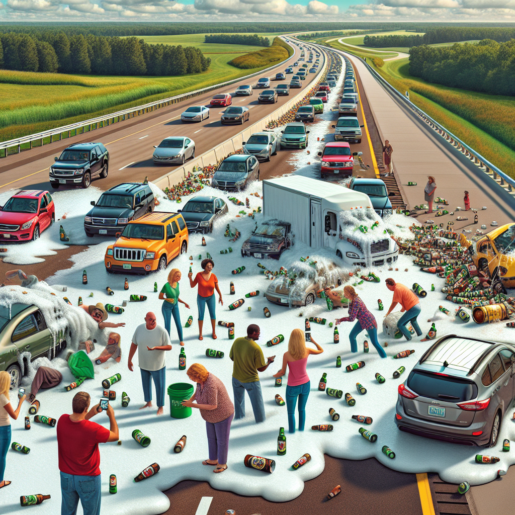 BREAKING: Wisconsin Highway Grinds to a Halt as Epic Beer Spill Brings Traffic to a Standstill

MADISON, WI – In a bizarre incident that has left commuters in stitches, a massive beer spill has brought traffic to a grinding halt on a major Wisconsin highway