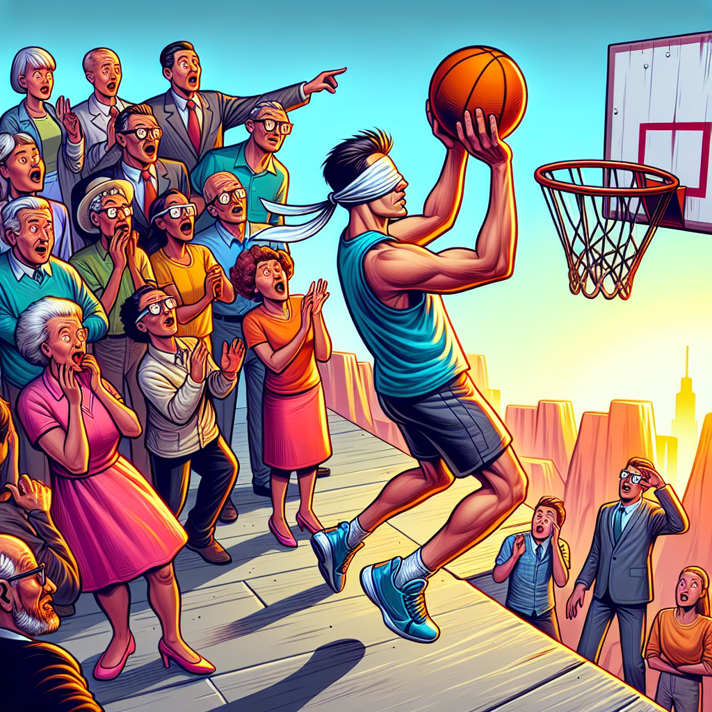BREAKING: Arizona Man’s Blindfolded Basketball Shot Defies Logic, Stuns Onlookers, and Shatters World Record

In a jaw-dropping, awe-inspiring, and utterly unbelievable display of athleticism and sheer luck, 32-year-old Bubba “The Bullseye” Jenkins of Tucson, Arizona, has set a new Guinness World Record for the longest blindfolded basketball shot in history