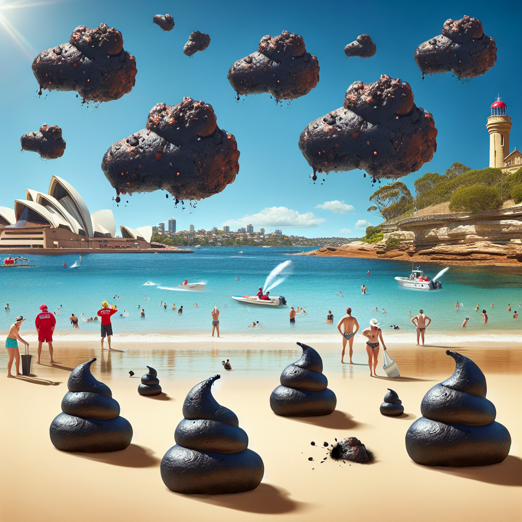 BREAKING: Sydney Beaches Overrun with Mysterious “Poop-Bombs”

In a bizarre and alarming turn of events, the sun-kissed beaches of Sydney, Australia have been invaded by an unexpected menace: tiny, black, and allegedly explosive “fatbergs” that are leaving residents and tourists alike scratching their heads and covering their noses