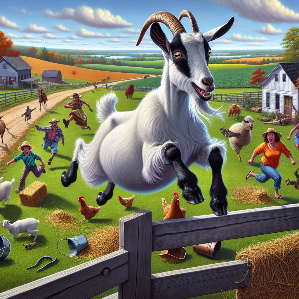 BREAKING: GOAT ON THE LOOSE!

In a bizarre incident that has left residents of rural Alabama scratching their heads, a feisty goat has been wreaking havoc on the countryside, leaving a trail of destruction and bewildered onlookers in its wake