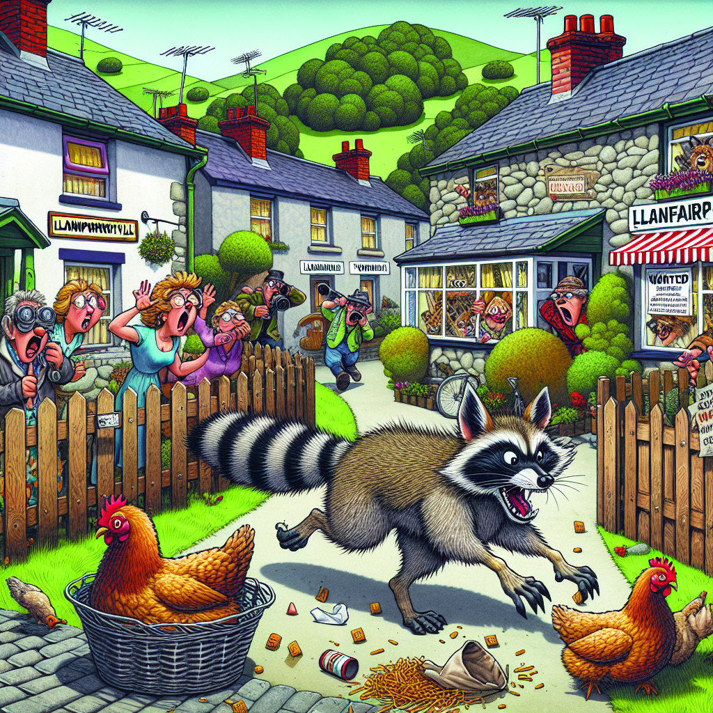 BREAKING: RACCOON DOG ON THE LOOSE IN WALES, RESIDENTS ADVISED TO STOCK UP ON CHICKEN FEED AND STAY INDOORS

A desperate search is underway in the small town of Llanfairpwllgwyngyll, Wales, after a rogue raccoon dog escaped from a local petting zoo and is now roaming free, leaving a trail of destruction and chaos in its wake