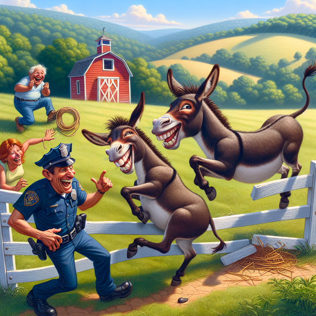 BREAKING: Donkey Drama Unfolds in Virginia as Authorities Lasso Two Rogue Burros

In a daring operation that has left residents of rural Virginia in stitches, the Virginia State Police have successfully rounded up two runaway donkeys that had been wreaking havoc on the countryside