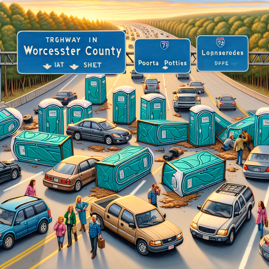 BREAKING: Porta-Potty Pandemonium Strikes Massachusetts Morning Commute

In a bizarre incident that has left residents of Massachusetts in stitches, a truck carrying a dozen porta-potties lost its precious cargo on the busy highways of Worcester County yesterday morning