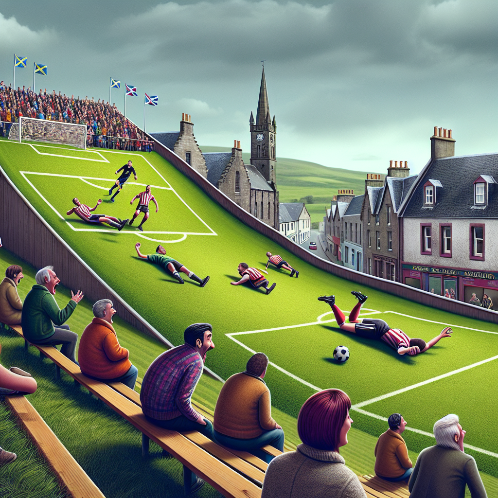 BREAKING: Scottish Soccer Club in Shambles After Sloping Field Scandal Rocks Nation!

In a shocking turn of events, the usually serene town of Ayr, Scotland was left reeling yesterday as news broke that local soccer club, Ayr United, had been docked a whopping six points for a scandal of epic proportions: a sloping field!

According to sources close to the Scottish Football Association (SFA), the club’s pitch, affectionately known as “The Somerset Park,” was deemed to be a hazard to players and spectators alike due to its alarming incline