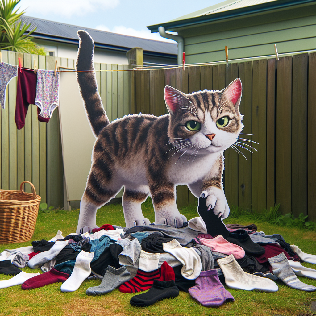 BREAKING: FELINE FURY UNLEASHED AS NEW ZEALAND CAT TURNS TO LIFE OF CRIME

In a bizarre series of events, a seemingly innocent cat from Auckland, New Zealand has been caught red-pawed and exposed as a prolific underwear thief