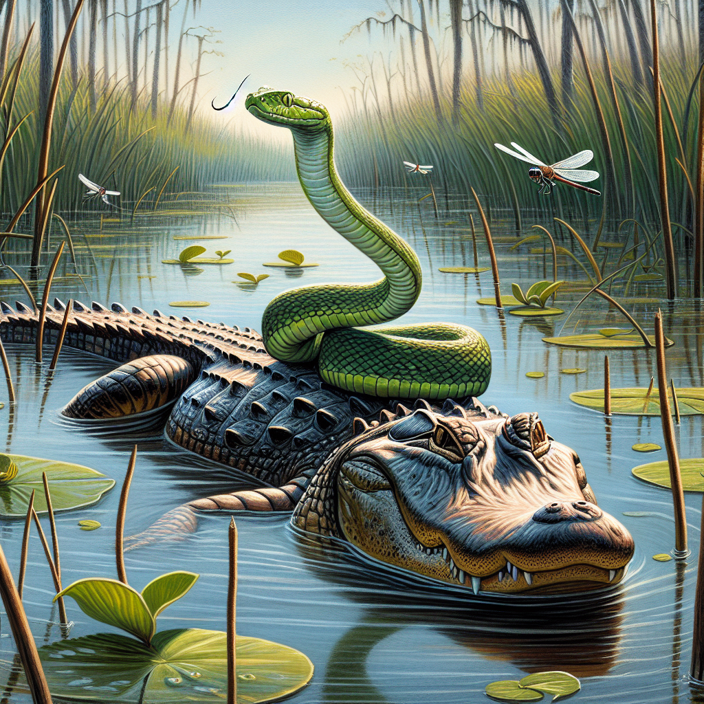 BREAKING: FLORIDA MAN CAPTURES SHOCKING FOOTAGE OF SNAKE’S WILD RIDE ON ALLIGATOR’S BACK

In a bizarre incident that has left wildlife experts scratching their heads and the general public giggling uncontrollably, a Florida man has recorded a video of a snake hitching a ride on the back of an alligator