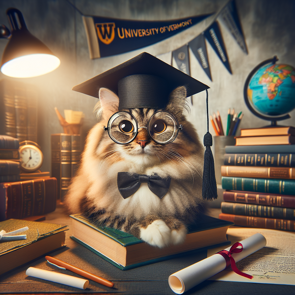 FELINE ACADEMIC SENSATION: Whiskers and Purrs as Max the Cat Receives Prestigious Honorary Degree

In a ceremony that will go down in the annals of higher education history as the most utterly absurd, the University of Vermont has conferred the esteemed honorary degree of “Doctor of Litter-ature” on a feline of discerning taste and refined sensibilities, Max the Cat