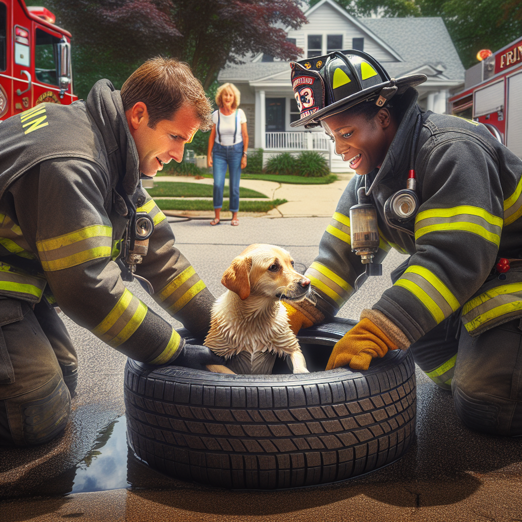 BREAKING: Dramatic Rescue Unfolds in Franklin Township as Firefighters Save Canine Companion from Desperate Situation

In a jaw-dropping display of bravery and expertise, the Franklinville Volunteer Fire Company sprang into action last Thursday to rescue a dog named Daisy, who had become wedged in a spare tire and was clinging to life by a thread