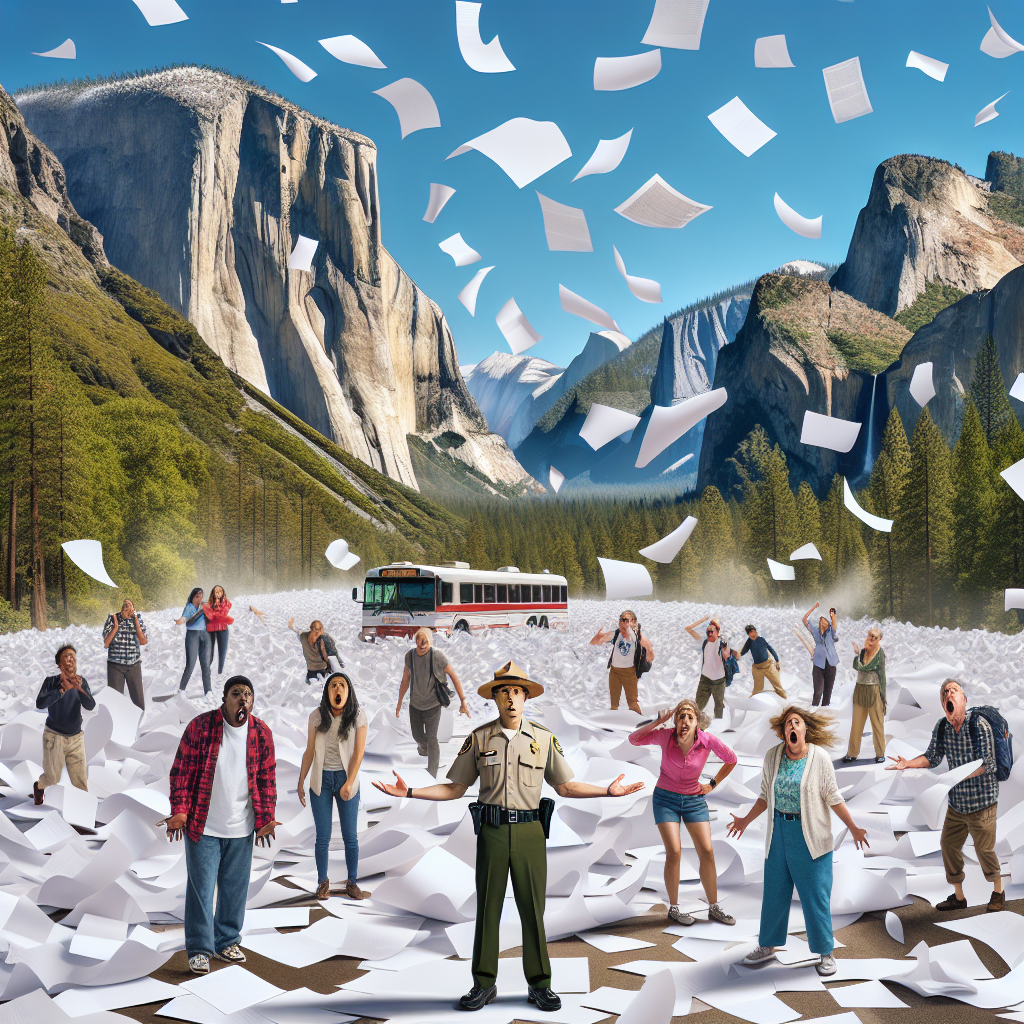 BREAKING: Yosemite National Park Overrun with Used Toilet Paper, Tourists Traumatized

Yosemite, CA – In a bizarre phenomenon that has left park rangers baffled and visitors bewildered, used toilet paper has seemingly sprouted from the very earth itself, blanketing the scenic trails and picturesque vistas of Yosemite National Park
