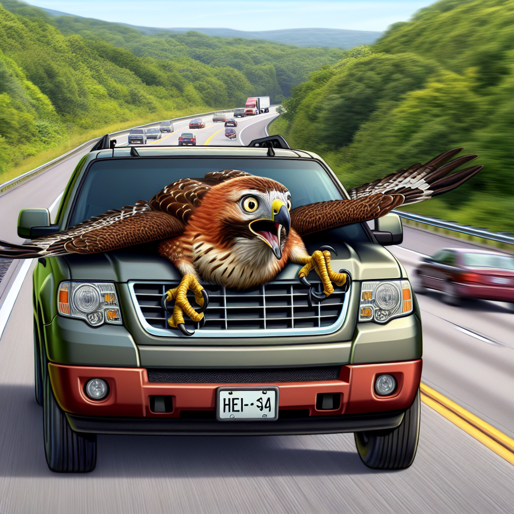 BREAKING: BIRD IN A BINDER – RED-TAILED HAWK’S DEATH-DEFYING DILEMMA

In a jaw-dropping, beak-gripping, and feather-raising incident, a red-tailed hawk was rescued from the unlikeliest of places: wedged in the front grill of a speeding SUV