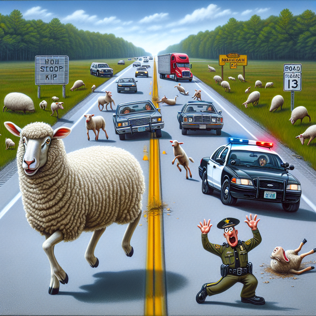 BREAKING: FLEECY FURY: Rogue Sheep Wreaks Havoc on Michigan Highway, Trooper Left Shaken

In a bizarre incident that has left authorities baffled and citizens giggling, a feisty sheep on the loose was spotted careening out of control down a Michigan highway, leaving a trail of destruction and bewilderment in its wake