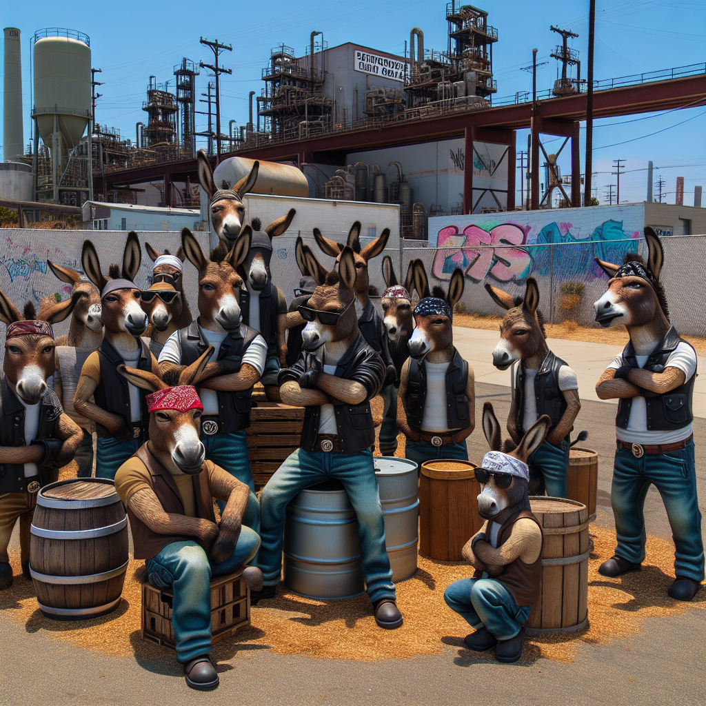 BREAKING: DONKEY GANG BUSTED IN SAN DIEGO!

In a daring daytime raid, California authorities swooped in to apprehend a notorious gang of 11 rogue donkeys that had been terrorizing the normally quiet San Diego County industrial park