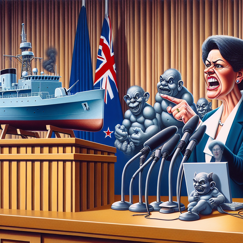 BREAKING: NZ Defense Minister Unleashes Fury on Internet Trolls, Demands Justice for Sinking of Navy Ship (and Commander)

Wellington, New Zealand – In a shocking display of outrage and solidarity, New Zealand’s Defense Minister Judith Collins has condemned the “tsunami of misogynistic vitriol” aimed at Commander Sarah Jenkins, the trailblazing woman who bravely commanded the ill-fated navy ship, HMS Kiwi, which met its demise off the coast of Samoa on Sunday