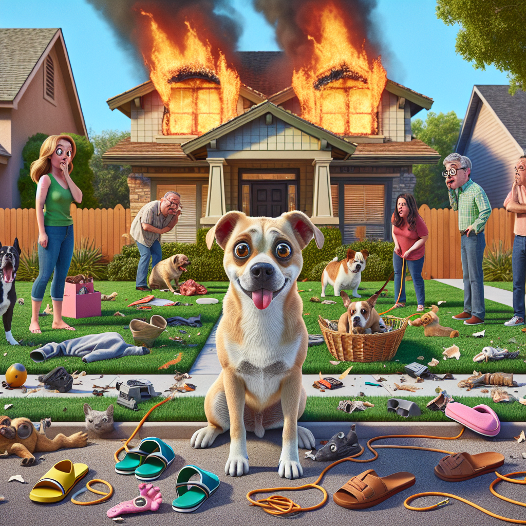 BREAKING: CANINE CATASTROPHE ROCKS TULSA SUBURBS AS DOG’S LOVE OF CHEWING LEADS TO BLAZING INFERNO

Tulsa, OK – In a bizarre incident that has left animal control officials and fire marshals scratching their heads, a rambunctious resident of a quiet Tulsa suburb has been identified as the prime suspect in a house fire that ravaged a local home yesterday evening