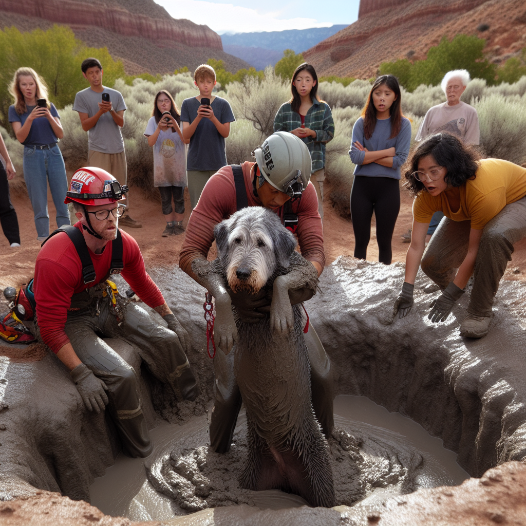 Heroic Rescue of Senior Dog from Mud Pit: Who Says Heroes Wear Capes?

In an awe-inspiring act of bravery that has ripple effects across the nation, a senior dog—affectionately dubbed “Muddles” by the media—was dramatically saved from a deep mud pit in Utah last weekend