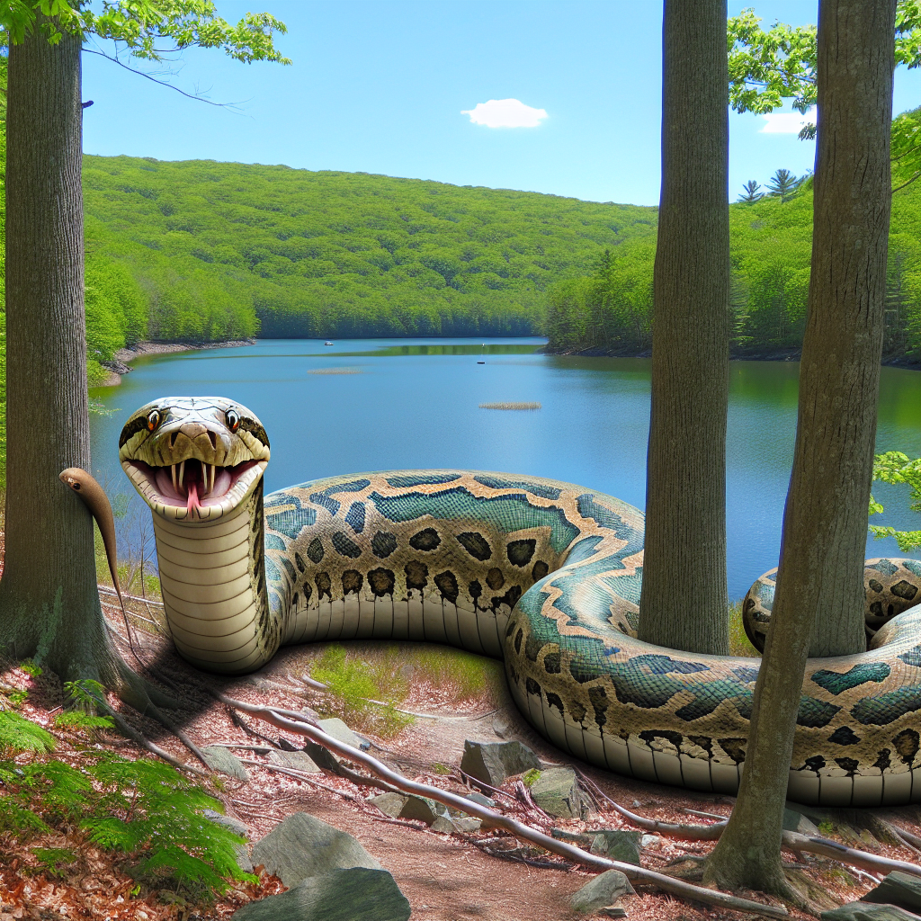 BREAKING: GIANT, MAN-EATING PYTHON ON THE LOOSE IN CONNECTICUT!

In a bizarre and terrifying turn of events, a massive, 20-foot-long python native to the savannas of Africa has been spotted slithering through the woods near a reservoir in Connecticut
