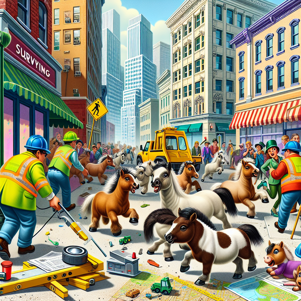 BREAKING: Rogue Miniature Horses Wreak Havoc on City Streets, Brought to Justice by Daring Surveying Crew

In a daring display of bravery and expertise, a team of city surveyors has successfully wrangled a group of escaped miniature horses that had been terrorizing the streets of downtown