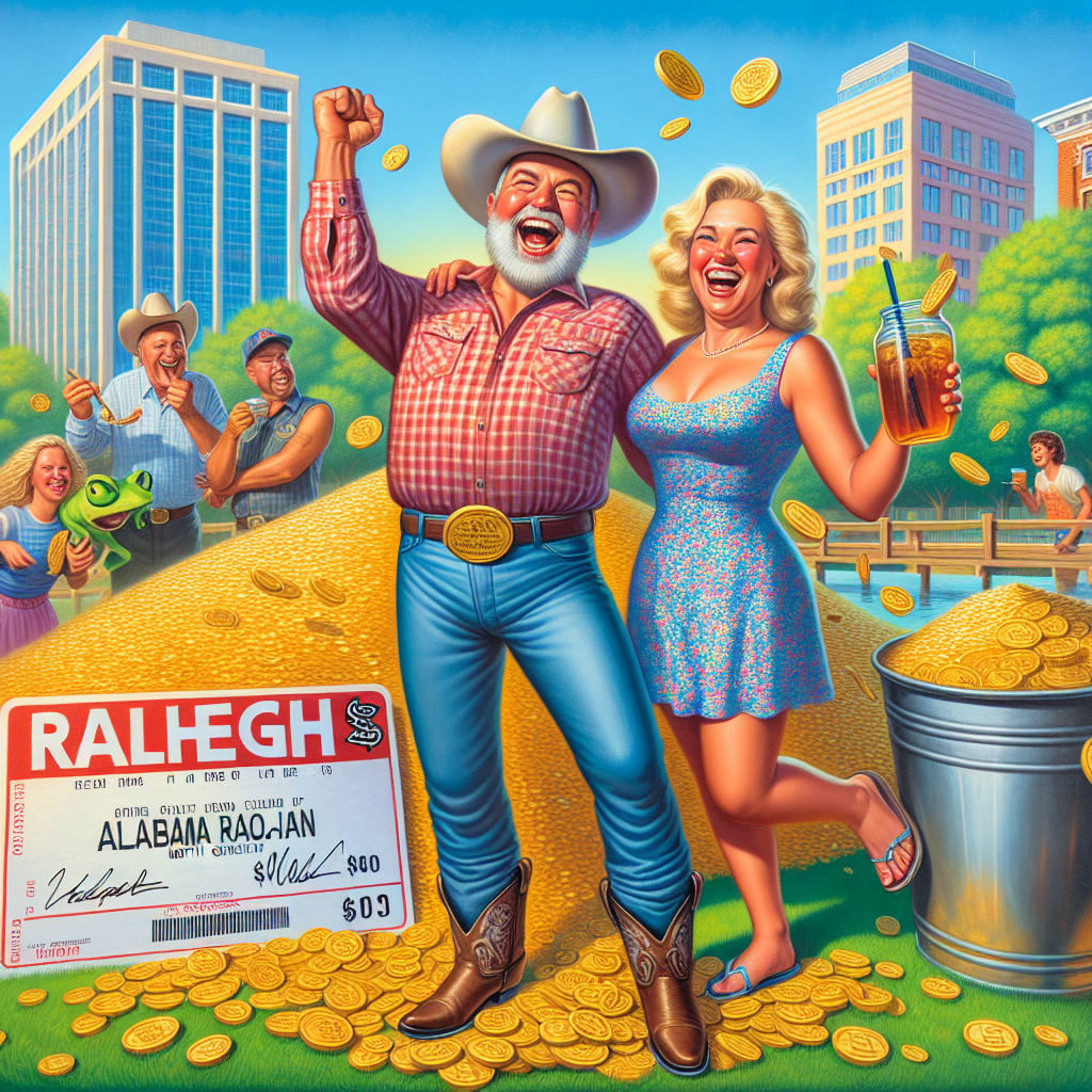 BREAKING: ALABAMA MAN STRIKES GOLD IN NORTH CAROLINA, WINS RECORD-BREAKING $100,000,000,000 LOTTERY JACKPOT WHILE ON VACATION

Raleigh, NC – In a stunning turn of events, a luck-crazed Alabama man, Bubba “Lucky” Jenkins, 32, has won a whopping $100,000 (or allegedly that’s what he told his wife he won) in a North Carolina lottery drawing while on a romantic getaway with his sweet tea-sippin’ sweetheart