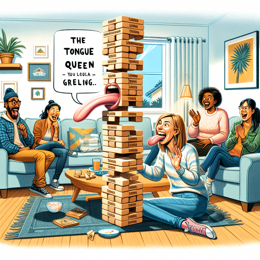 BREAKING: TONGUE-TWISTING SENSATION SWEEPS THE NATION AS CALIFORNIA WOMAN DEFIES ODDS WITH RECORD-BREAKING JENGA FEAT

In a jaw-dropping display of linguistic agility, 32-year-old Californian, Jenny “The Tongue Queen” Thompson, has stunned the world by playing a game of Jenga using only her incredibly long tongue