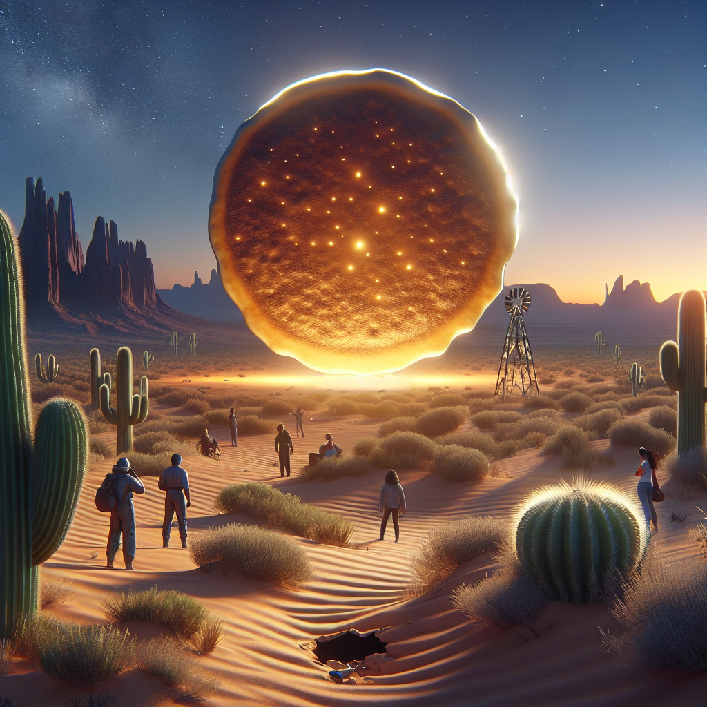 BREAKING: Alien Space Pancake Crashes into Desert, Residents of SoCal and Nevada Left Baffled

In a shocking turn of events, a glowing, pancake-like object was spotted hurtling across the night sky over Southern California and Nevada, sending residents into a frenzy of excitement and confusion