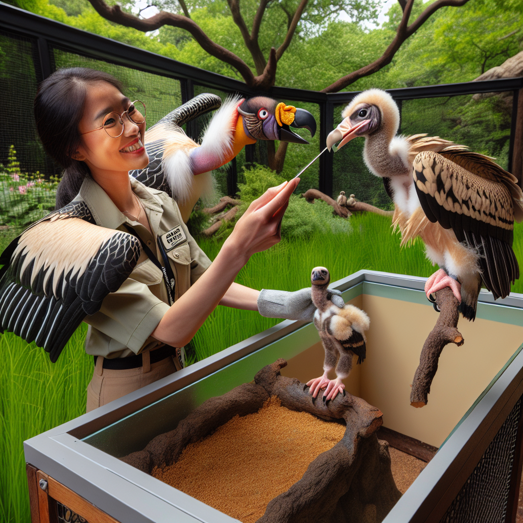 BREAKING: ZOO’S DARING DEED SAVES THE DAY AS KING VULTURE CHICK GETS ROYAL TREATMENT

In a bizarre incident that has left animal lovers agog, the local zoo has taken the unprecedented step of using a life-like puppet to feed its newly-hatched King Vulture chick