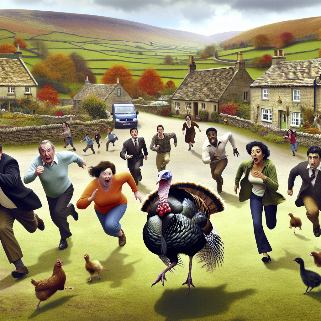 BREAKING: FOWL PLAY!

In a bizarre incident that has left residents of a quiet English village in stitches, a rogue pet turkey named Terry has been apprehended by authorities after a high-speed chase through the countryside