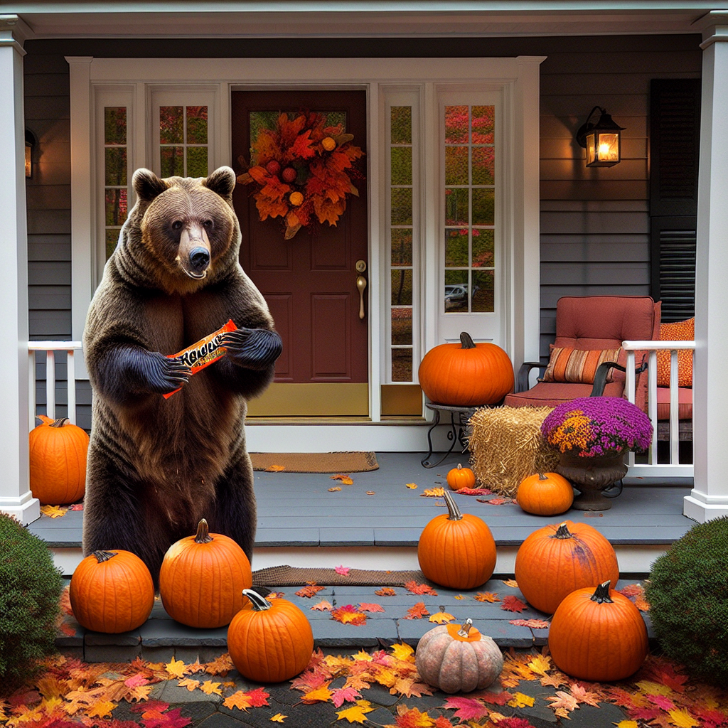 Local Bear Demonstrates Culinary Expertise: Steals Candy and Pumpkin from Connecticut Porch

CONNECTICUT — In what can only be described as a riveting episode of “Bears Gone Wild,” a Connecticut bear has become a local celebrity after making an impressive heist from a resident’s porch