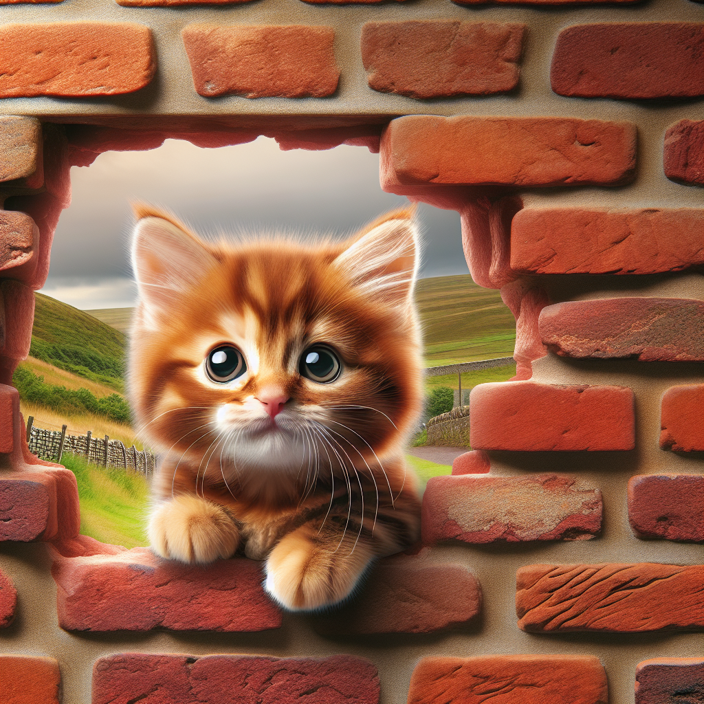 Kitten with Epic Head-Stuck Adventures Sparks New “Brickhead” Trend in Scotland 

In a groundbreaking development that has taken the Scottish feline community by storm, a courageous six-week-old kitten found himself in quite the predicable predicament: his adorable little head became firmly wedged in a hole in a brick