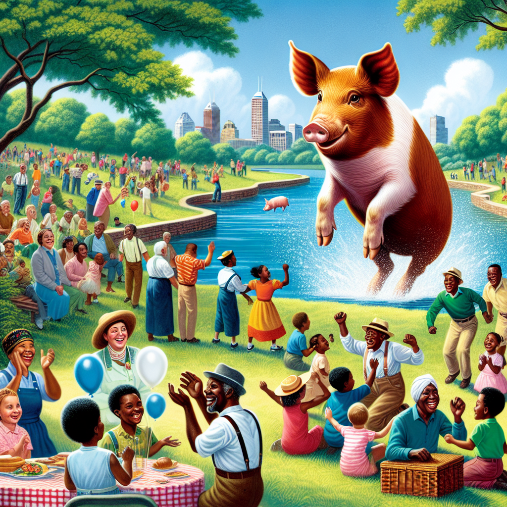 Local Pig Goes on Epic Adventure, Wows Residents with Epic Park Escape

Indianapolis, IN – In a turn of events that could only be described as the blockbuster cinematic release no one asked for, a local pig named “Porky” has taken a brief hiatus from the mundane realities of farm life to embark on what can only be deemed an exhilarating escapade through Indianapolis’ Riverside Park