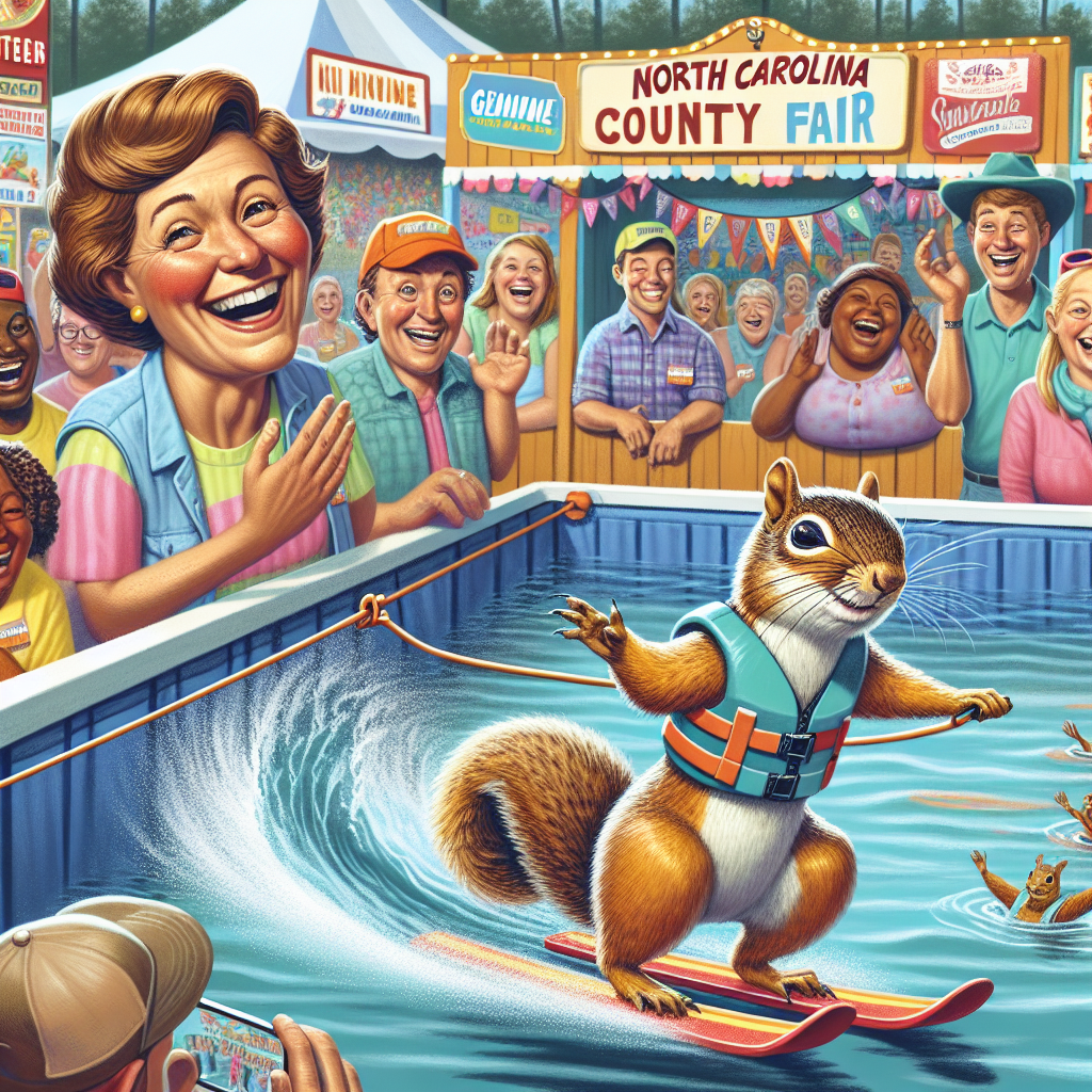 “Gemma’s Got Game (and So Does Her Squirrel Friend): Water-Skiing Mammal Steals Show at NC Fair”

In a move that has left fairgoers aghast and bewildered, a group of enterprising squirrels have taken to the waters of North Carolina’s latest county fair, water-skiing their way into the hearts of attendees everywhere