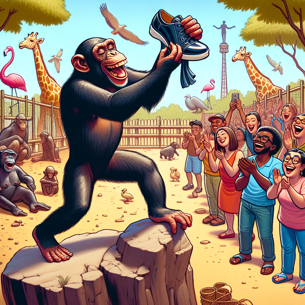 “Zoo’s Most Unlikely Hero Saves Day (and Your Favorite Shoe) in Bizarre Incident”

In a move that has left animal experts and fashion enthusiasts alike scratching their heads, a chimpanzee at a local zoo has emerged as the unlikely hero of the day after returning a dropped shoe to its distraught owner