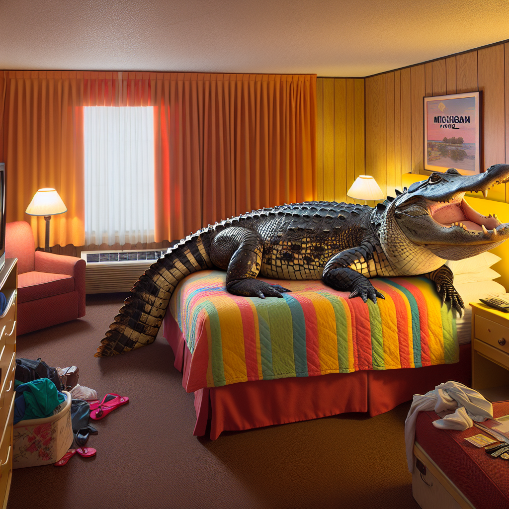 “Hotel Hijinks: Guests Get Scaled by Surprising Roommate – A Live Alligator Left Behind in Michigan Motel Room”

Because who doesn’t love a good surprise, especially when it’s 10 feet long and has razor-sharp teeth? That’s exactly what unsuspecting travelers at a Michigan motel got to experience recently