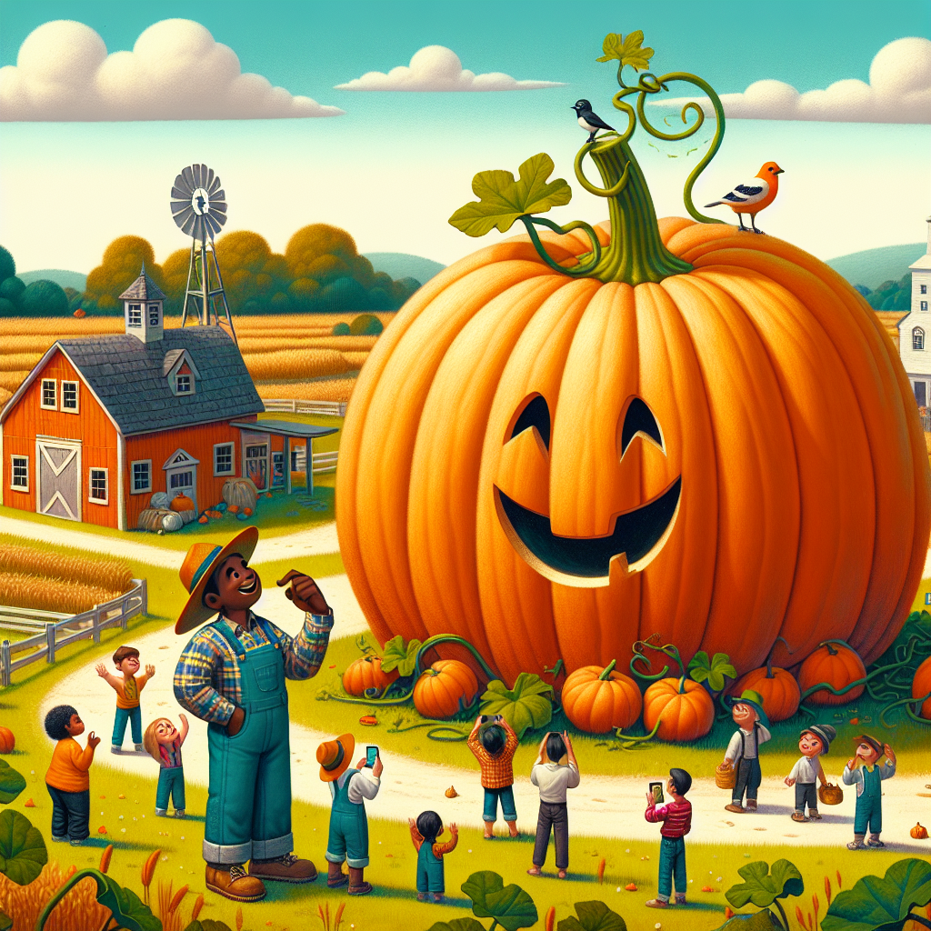 “Gemma’s Ghoulishly Gigantic Pumpkin Masterpiece Leaves Google Search Results in a Frenzy”

In a move that has left the internet collectively scratching its collective head, Gemma, a farmer from rural nowhereville, has created a behemoth of a pumpkin that’s making waves on the world wide web